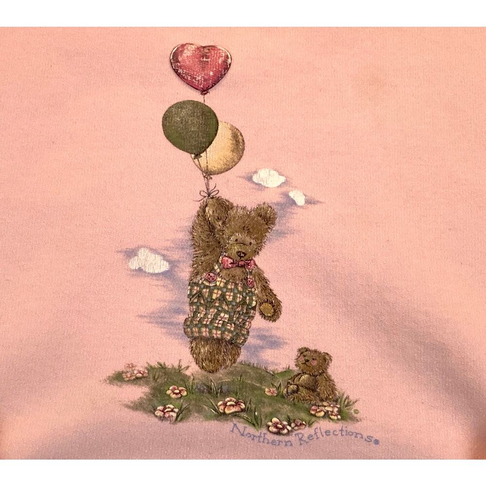 Northern Reflections VTG Sweatshirt Pink Bear Balloon As Is - Picture 2 of 4
